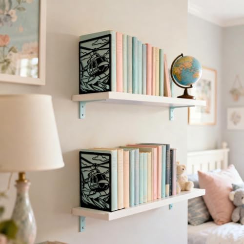 Peacoblue 5.3"x4.3"x7.9" Metal Bookends, Heavy Duty Book Ends for Shelves - Image 6