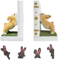 Bunny Bookend Set with 4 Bookmarks – Cute Rabbit Book Holders for Kids Books, Childrens Room Shelves, White Forest Animal Bookends, Peter Rabbit Book Decorations, Gift for Baby Nursery Bunnies by Unknown