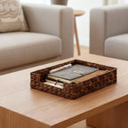 Set of 2 Water Hyacinth Letter Tray for A4 File Desk Mail Letter-Size Paper, Basket Woven Organizer, Magazine Files Storage, Office Document Organizer and Storage, Coffee - Image 6