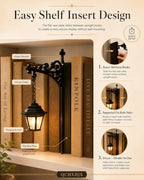 Library Lantern Decorative Bookshelf Lighting, Metal Bookend Shelf Insert with Hanging Lamp, Ghost or Happy Place Sign for Home Library, Reading Nook and Book Lover Decor(Happy Place Sign,3pcs) - Image 4