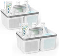 BYUNER 2Pack Shower Caddy Dorm: Portable Bathroom Caddy Organizer with Handle and Holes, Plastic Cleaning Caddy, Hard Shower Basket Storage Tote for Toiletry, College Dorm Room Essentials White/Silver by MakesYourHomeMoreOrganized