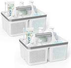 BYUNER 2Pack Shower Caddy Dorm: Portable Bathroom Caddy Organizer with Handle and Holes, Plastic Cleaning Caddy, Hard Shower Basket Storage Tote for Toiletry, College Dorm Room Essentials White/Silver by MakesYourHomeMoreOrganized