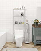 Toilet Storage Rack, 5-Tier Behind Toilet Storage with Side Racks Above Toilet Organizer for Bathroom Balcony Laundry, White - Image 7