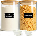 ComSaf Flour Sugar Storage Containers 4 Qt, 2 Pack Glass Flour Container by ComSaf