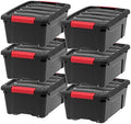IRIS USA 6-Pack 13 Quart Storage Bins with Lids, Black by IRISUSA