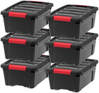 IRIS USA 6-Pack 13 Quart Storage Bins with Lids, Black by IRISUSA