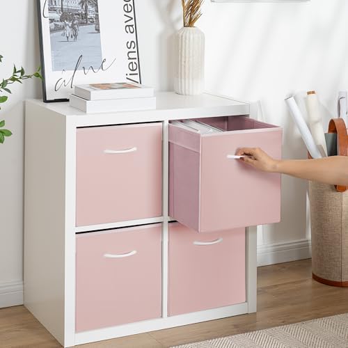 StorageWorks Pink Storage Cubes, 13x13 Leather Cube Organizer Bins, 4-Pack - Image 7