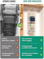 Hanging Closet Organizer, 4 Tier Metal Closet Organizers and Storage with 4 Hanging Hooks 4 S-Hooks for Wardrobe Laundry Room, Wire Storage Shelf for Clothes Sweaters Pants (White) - Image 5