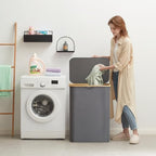 Lifewit 150L Large Laundry Basket with Lid, 2 Removable Bags, Gray - Image 2