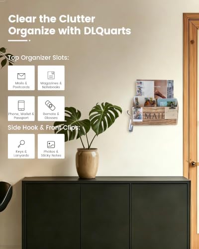 DLQuarts Solid Wood Mail Organizer Countertop & Wall Mounted, Burnt Wood - Image 6