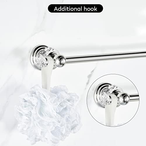 WINCASE Chrome Towel Bar 24 Inch, Adjustable Crystal Towel Rack, Silver Single Towel Holder for Bathroom Wall Mounted Modern - Image 6