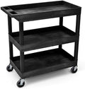 Luxor EC111-B 3-Shelf Heavy Duty Rolling Plastic Utility Cart, Black by LuxorWorkspaces