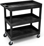 Luxor EC111-B 3-Shelf Heavy Duty Rolling Plastic Utility Cart, Black by LuxorWorkspaces