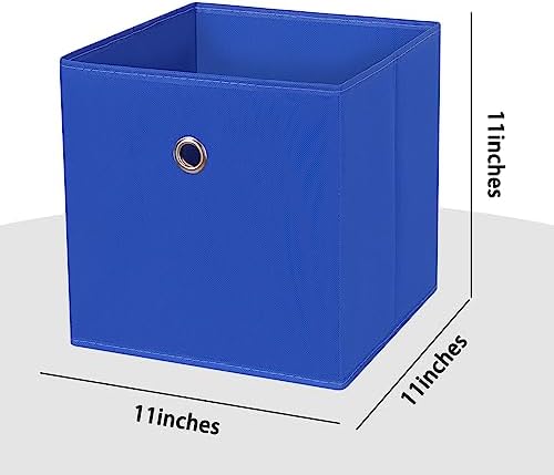 Foldable Storage Cubes Bins ,11 Inch Cloth Storage Cube Fabric Storage Box Cubes Organizer Baskets with Handles for Home Organizer Set of 6 (Dark Blue) - Image 2