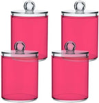 4 Pack Qtip Holder Dispenser with Lids,Magenta Storage Containers,Bathroom Canisters Organizer for Cotton Ball,Cotton Swab,Cotton Round Pads,Floss 21214716 by Unknown
