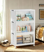 Hanyi 250 QT 3-Tier Stackable Storage Bins with Lids, Clear Doors, 4 Wheels by Unknown