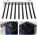 9 Arms Steel Slide Out Pants Rack Closet Pants Hanger Bar Pull Out Trousers Rack Tie Belts Scarf Racks, Wardrobe Clothes Organizers Rail Pull Out Closet Storage Rod-(Left Side Mounts) - Image 4
