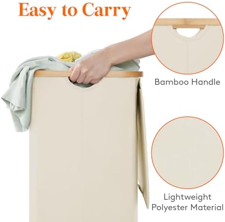Lifewit 105L Large Laundry Basket with Lid, Removable Bags, White - Image 6