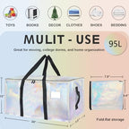 8 Pack-Extra Large Heavy Duty Moving Bags - Waterproof Storage Totes with Handles & Zippers, Foldable for College Dorm, Storage (Shiny Color) - Image 2
