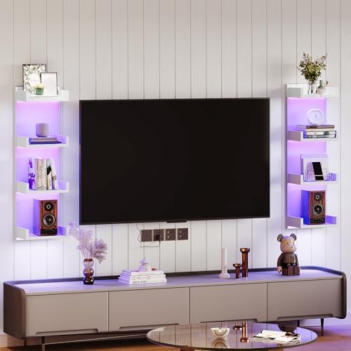 HOOBRO Floating Wall Shelves with LED Lights, Floating Shelf Wall Mounted - Image 2