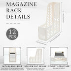 Glenmal 12 Pack Magazine File Holder Organizers Vertical Desk, White - Image 2
