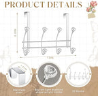 Over The Door Towel Hooks with Crystal Knobs, 8 Hook Heavy Duty Doors Hanger Rack for Bathroom, No Drill Slim Over Door Organizer for Bedroom Closet, Holds Coats Towels Robes Bags Purse - Image 2