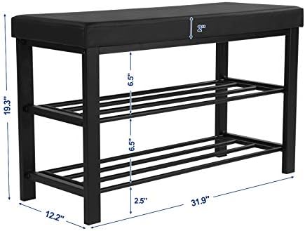 SONGMICS Shoe Bench, 3-Tier Storage Organizer, Foam Padded Seat - Image 3