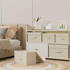 Storage Bins with Handles,Grey and Beige,13x9.1x7.9in,3 Pack - Image 3