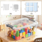 Citylife 17QT 2-Pack Storage bins with Lid 6 Marker inserts Buildable Lid - Image 2
