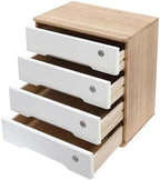 4-Tier Wooden Storage Cabinet, Dsmall File Cabinet, Office Supplies A4/Receipt File Organizer, Desk Storage Organizer With Lockable Drawers, Home Office Storage Cabinet,Wood+White40*28*40.5Cm - Image 6