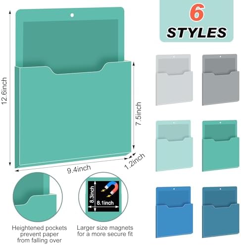 Fuutreo Magnetic Wall File Holder,6pcs,Aqua Green,Vertical-large - Image 2