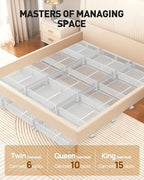 Under Bed Storage With Wheels, 4 Pack Foldable Pattern Carved Metal Under Bed Storage Containers, 60L Rolling Underbed Storage, Easy Assembly Under The Bed Storage for Shoes, Blankets... - Image 5