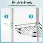 Corner Shower Caddy Tension Pole, Stable, No-Drill for Renters - Image 4