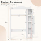 GIANTEX Over-The-Toilet Storage Cabinet, Bathroom Freestanding Space Saver with 1-Door Side Storage Cabinet & Paper Holder, Toilet Rack Organizer Stand for Bathroom Laundry (White) - Image 3