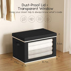 Homsorout Collapsible Storage Bins with Lids - Stackable Storage Containers with Window, 15.7 Inch Fabric Organizing Bins for Closet, Home & Office Organization Baskets, Black, 3 Pack - Image 2