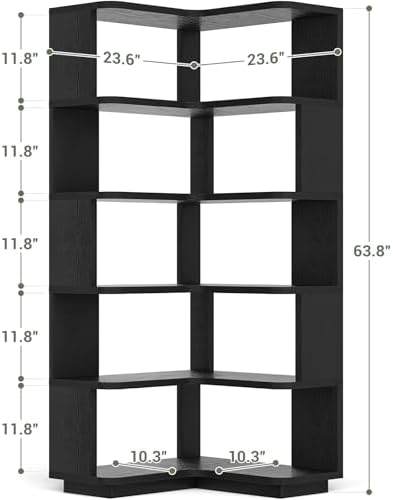 Armocity Corner Book Shelf, 6-Shelf L Shaped Corner Bookshelf with Baffle - Image 3
