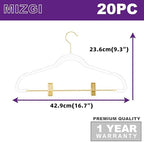 MIZGI Slim Clear Gold Pants & Skirt Hangers (20 Pack) – Adjustable Clips & Hooks, Transparent Non-Felt, Space-Saving for Dresses, Shirts, Blouses - Image 4