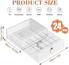 Sock Underwear Drawer Organizer - 24 Compartment Clear Acrylic Storage Bins with Removable Dividers for Closet, Stackable Dresser Drawer Box for No-Mess Socks, Tiers, Baby Clothes, Belt, Tea Bag - Image 5