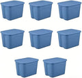 18 Gallon Plastic Storage Bin with Secure Snap Lid (Pack of 8) - Stackable Organizer Tote with Handles - Light Blue - Perfect for Closet, Dorm & Home Organization (light blue, (8 Pack) 18-Gallon) by Unknown