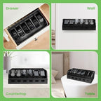 Large Adjustable Bamboo Belt Organizer Box, 6 Grids Belt Rack (Black) - Image 7