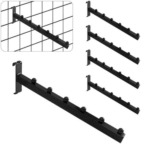 5 Pack Gridwall Waterfall Faceout with 6 Balls 12 Inch Gridwall Clothes Hanger Wire Grid Square Tube Gridwall Hooks for Grid Wall Clothing Store Retail Display by 7RiversART