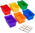 GAMENOTE 6 Quart Plastic Storage Bins Without Lids, 6 Pack, Colorful by Gamenote