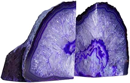 AMOYSTONE Purple Agate Bookends, Durable Crystal Book Ends for Office Decor - Image 2