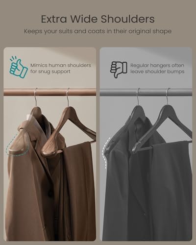SONGMICS Wooden Suit Hangers 10 Pack, Extra-Wide Shoulder Clothes Hangers - Image 4