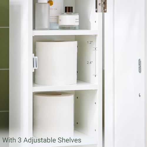 Haotian Toilet Paper Storage Cabinet, 7.8 x 9 x 39 in, White - Image 6