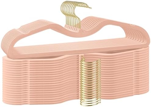 Velvet Short Neck Hangers - Heavy-Duty, Non-Slip Felt Surface, Space-Saving Design with Anti-Slip Grooves & Shoulder Shape, 360° Rotating Hooks, Durable for Coats, Shirt& Dresses by Unknown