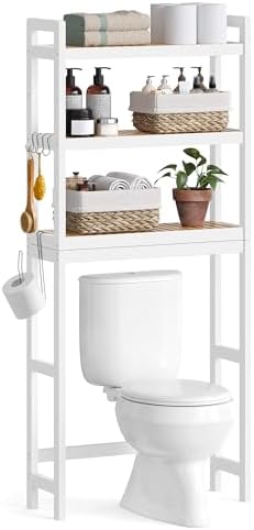 SONGMICS 3-Tier Bamboo Over The Toilet Storage, Adjustable Shelf, 66.9''H by SONGMICSbySONGMICSHOME