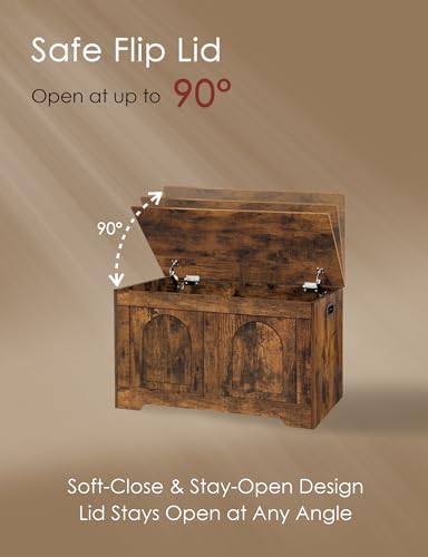 DINZI LVJ Storage Chest, Wooden Toy Box, Rustic Brown 31.5" L - Image 5