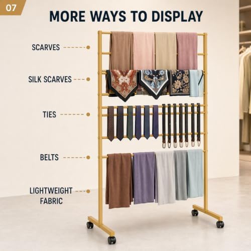 DouSeiAi 7-Tier Movable Scarf Organizer Holder, Metal Hijab Display Stand - Image 7