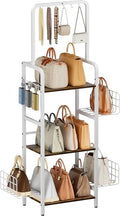 3-Tier Tall Purse Organizer Rack Stand, Bag Storage Holder, White by Tuohours